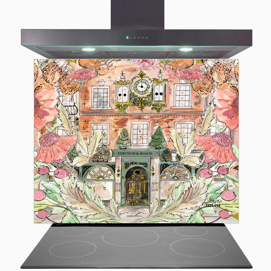 Fortnums In Full Bloom Glass Kitchen Splashback