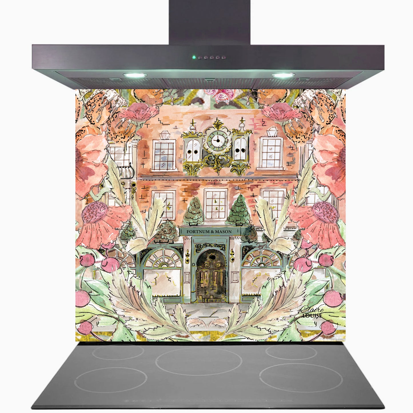 Fortnums In Full Bloom Glass Kitchen Splashback