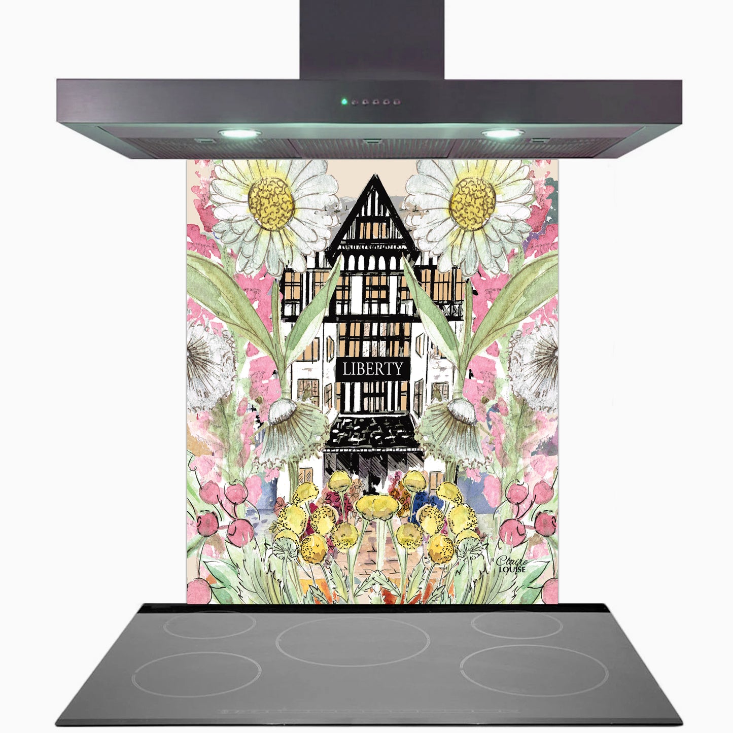 Liberty In Full Bloom Glass Kitchen Splashback