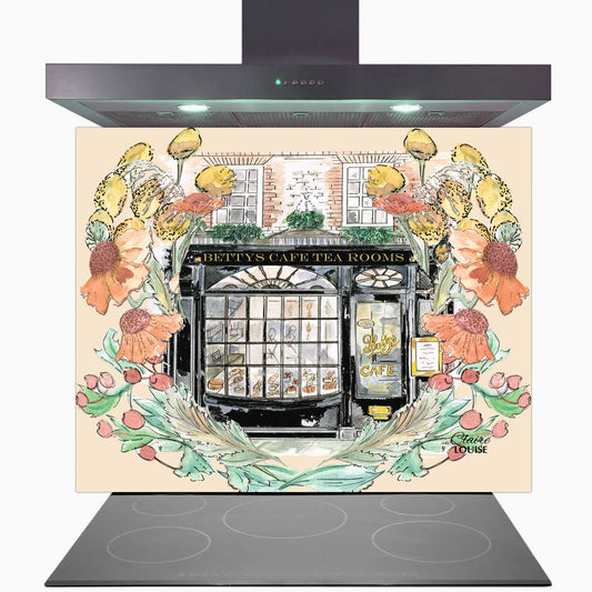 Bettys In Full Bloom Glass Kitchen Splashback