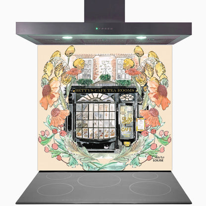 Bettys In Full Bloom Glass Kitchen Splashback