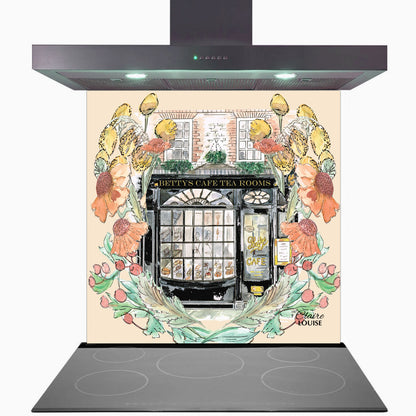 Bettys In Full Bloom Glass Kitchen Splashback