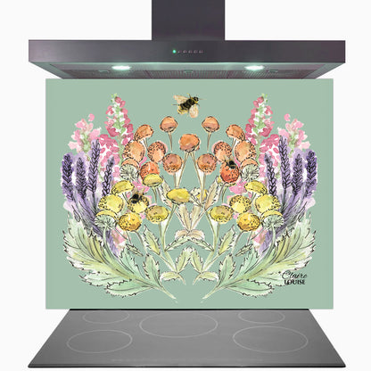 Sage Bloom Glass Kitchen Splashback