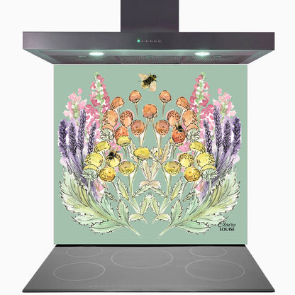 Sage Bloom Glass Kitchen Splashback