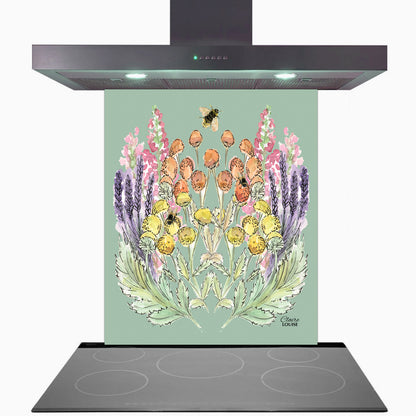 Sage Bloom Glass Kitchen Splashback