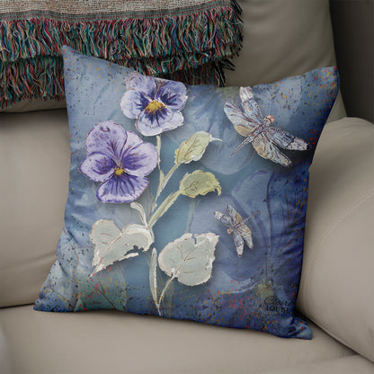 Powder Bloom Pansies 45cm x 45cm Double Sided Cushion