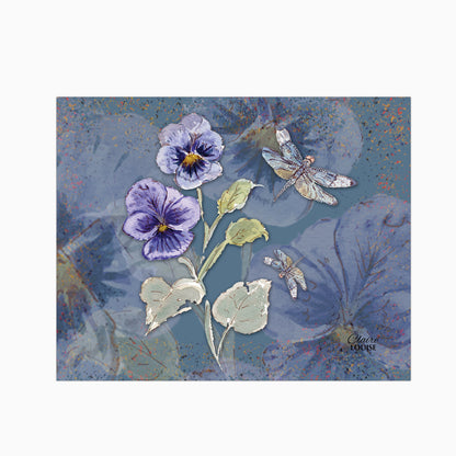 Powder Bloom Pansies Glass Kitchen Splashback