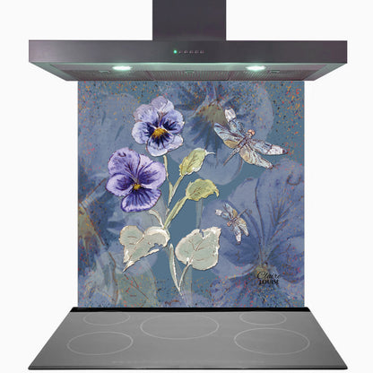 Powder Bloom Pansies Glass Kitchen Splashback