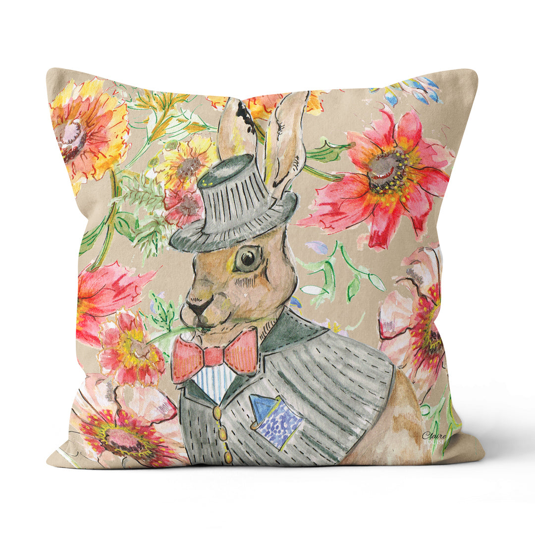 Cottage Floral Hare 45cm x 45cm Double Sided Cushion