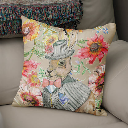 Cottage Floral Hare 45cm x 45cm Double Sided Cushion