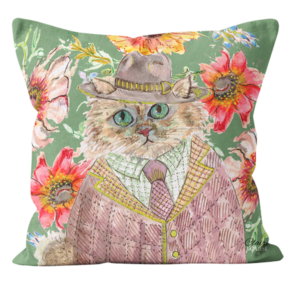 Cottage Floral Cat 45cm x 45cm Double Sided Cushion