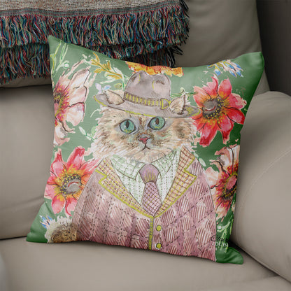 Cottage Floral Cat 45cm x 45cm Double Sided Cushion