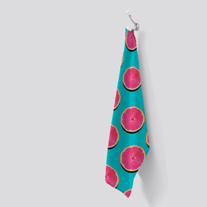 Fruity Pattern Of Pink Grapefruit Tea Towel