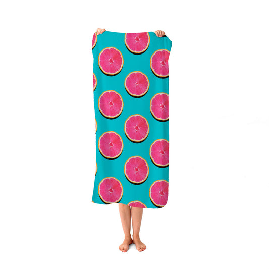 Fruity Pattern Of Pink Grapefruit Beach Towel