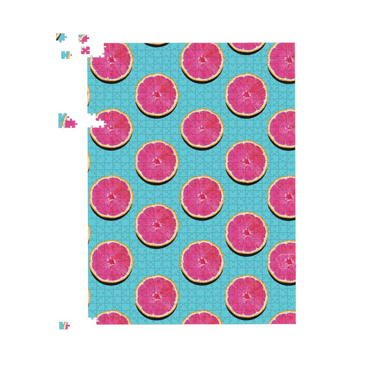 Fruity Pattern Of Pink Grapefruit Jigsaw Puzzle