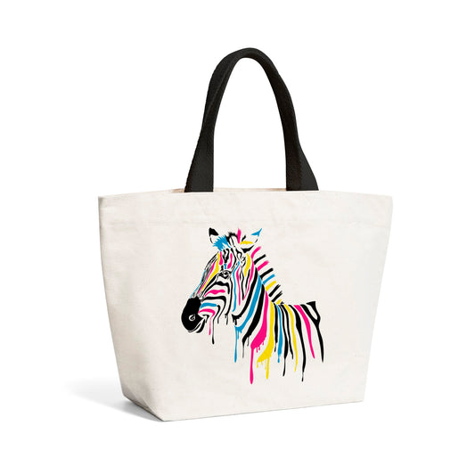 Multi Coloured Zebra Beach Shopper Tote Bag