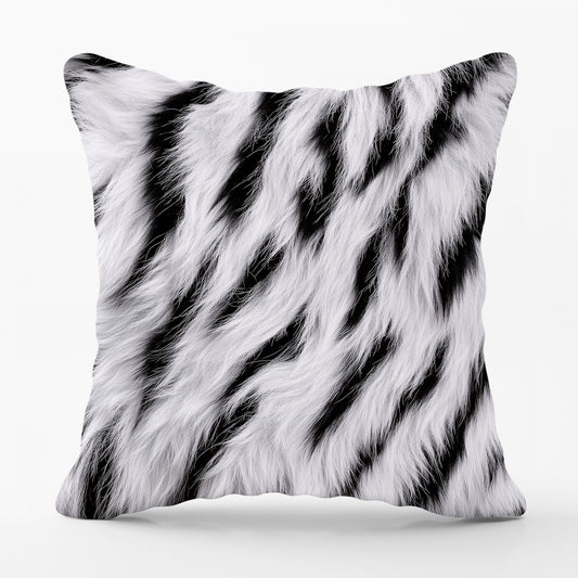 White Tiger Print Cushions