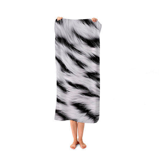 White Tiger Print Beach Towel