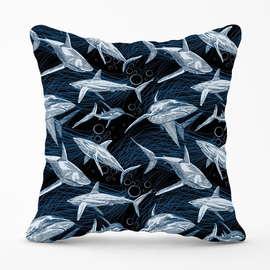 Hand Drawn Shark Pattern Cushions