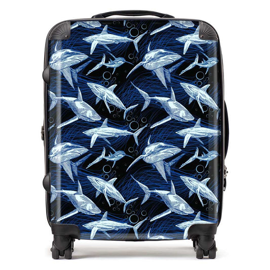 Hand Drawn Shark Pattern Suitcase