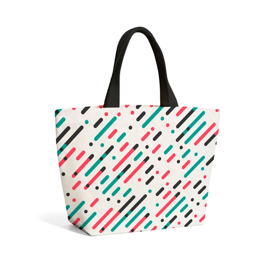 Overlapping Coloured Diagonal Lines Beach Shopper Tote Bag