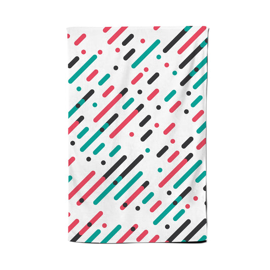 Overlapping Coloured Diagonal Lines Tea Towel