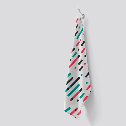 Overlapping Coloured Diagonal Lines Tea Towel