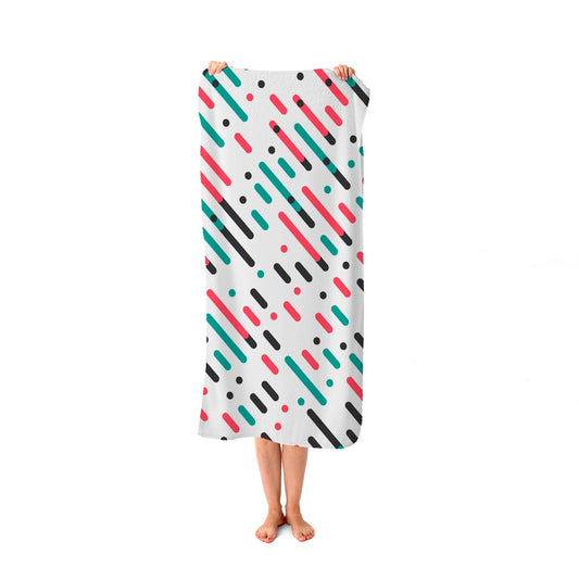 Overlapping Coloured Diagonal Lines Beach Towel