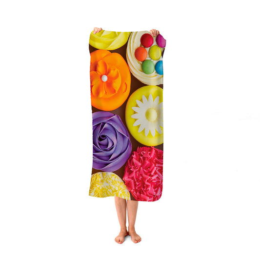 Bright Colourful Cupcakes Beach Towel