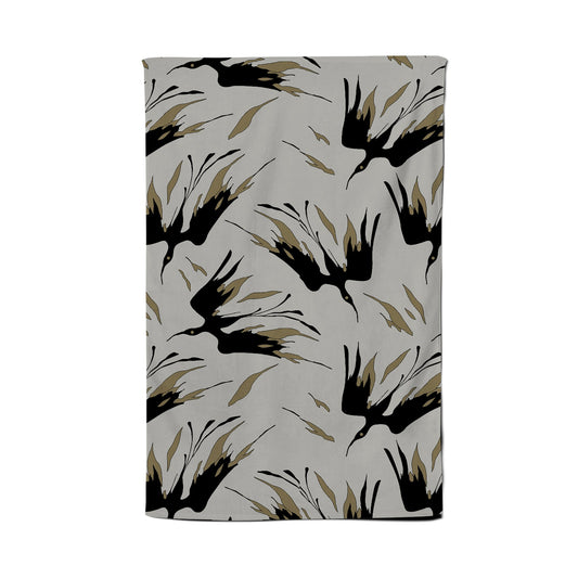 Black And Gold Fire Bird Silhouettes Tea Towel