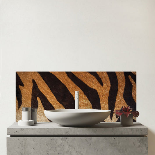 Tiger Skin Print Glass Bathroom Splashback