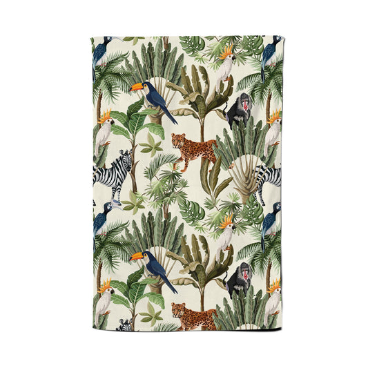 Exotic Trees And Animals Tea Towel