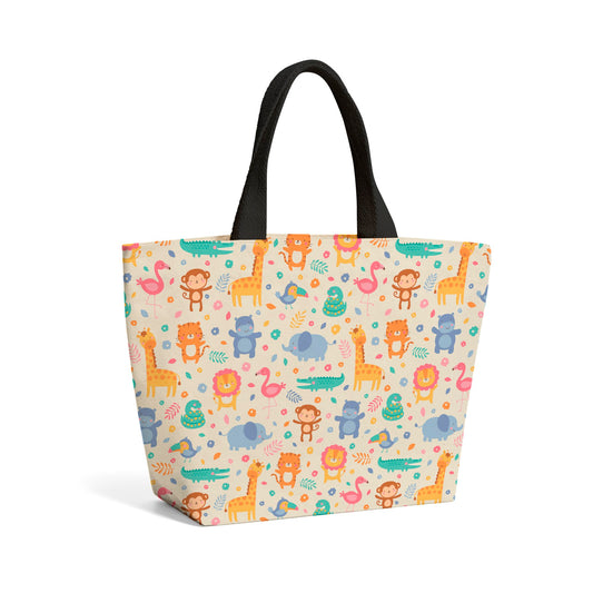 Cute Pastel Jungle Animals Beach Shopper Tote Bag