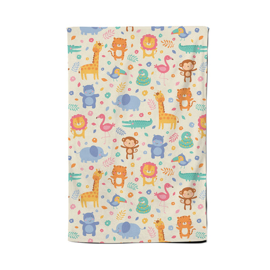 Cute Pastel Jungle Animals Tea Towel