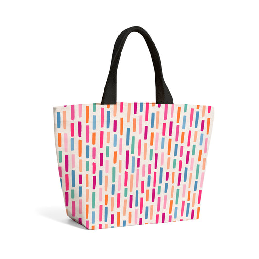 Vertical Abstract Brush Pattern Beach Shopper Tote Bag