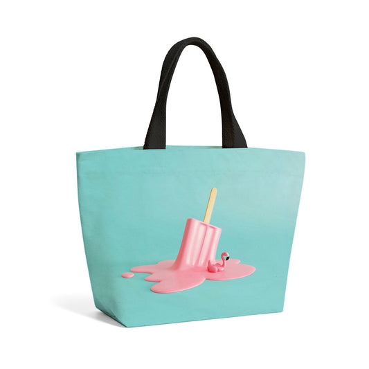 Flamingo Ice Cream Beach Shopper Tote Bag