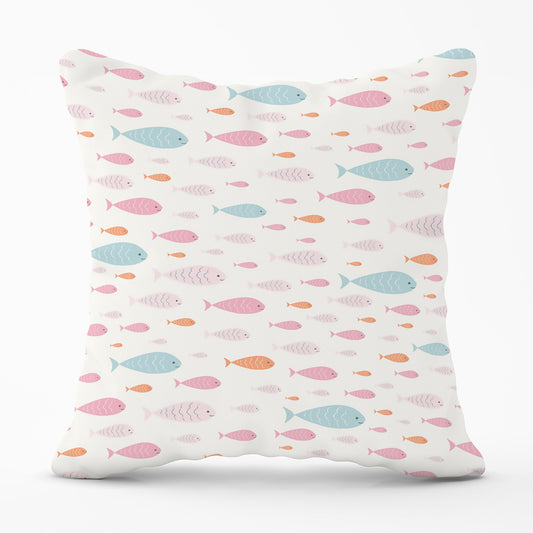 Hand Drawn Swimming Fish Cushions