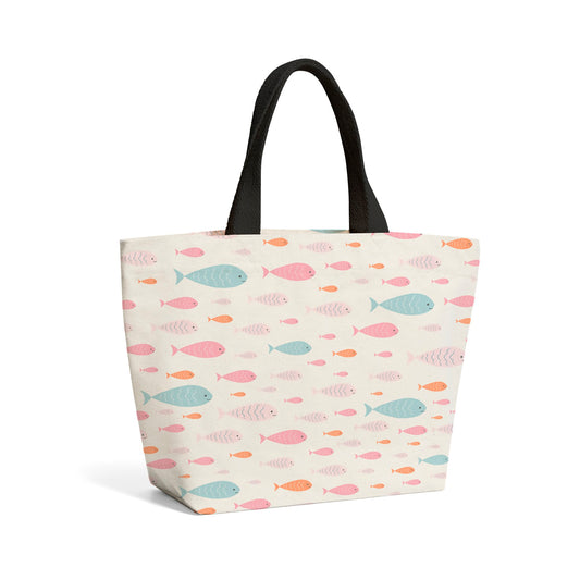 Hand Drawn Swimming Fish Beach Shopper Tote Bag