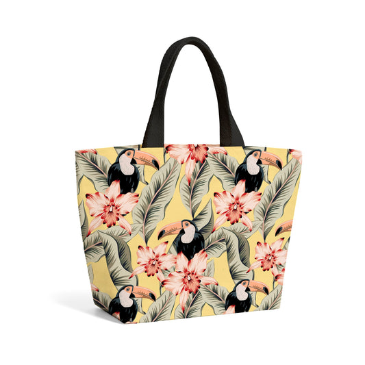 Toucans, Orchids And Palm Leaves Beach Shopper Tote Bag