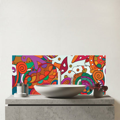 Mehndi Design Glass Bathroom Splashback