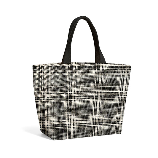 Monochrome Textured Checked Pattern Beach Shopper Tote Bag