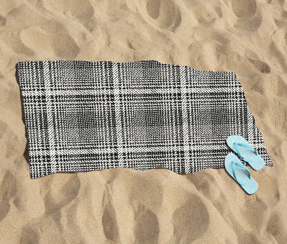 Monochrome Textured Checked Pattern Beach Towel