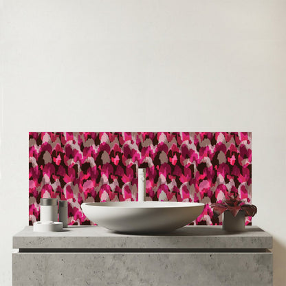 Modern Pink Animal Print Glass Bathroom Splashback