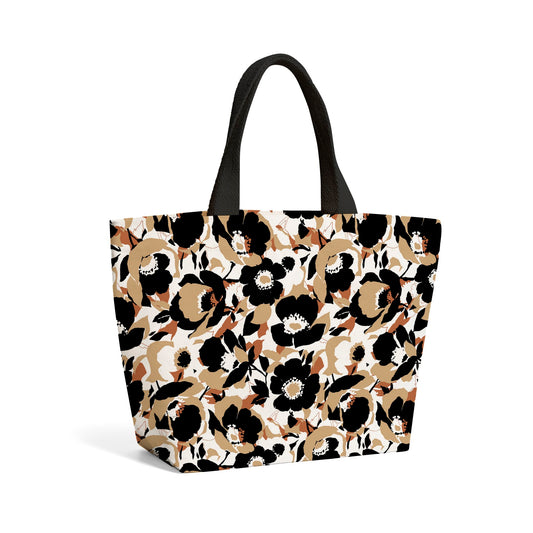 Modern Flower Pattern Beach Shopper Tote Bag