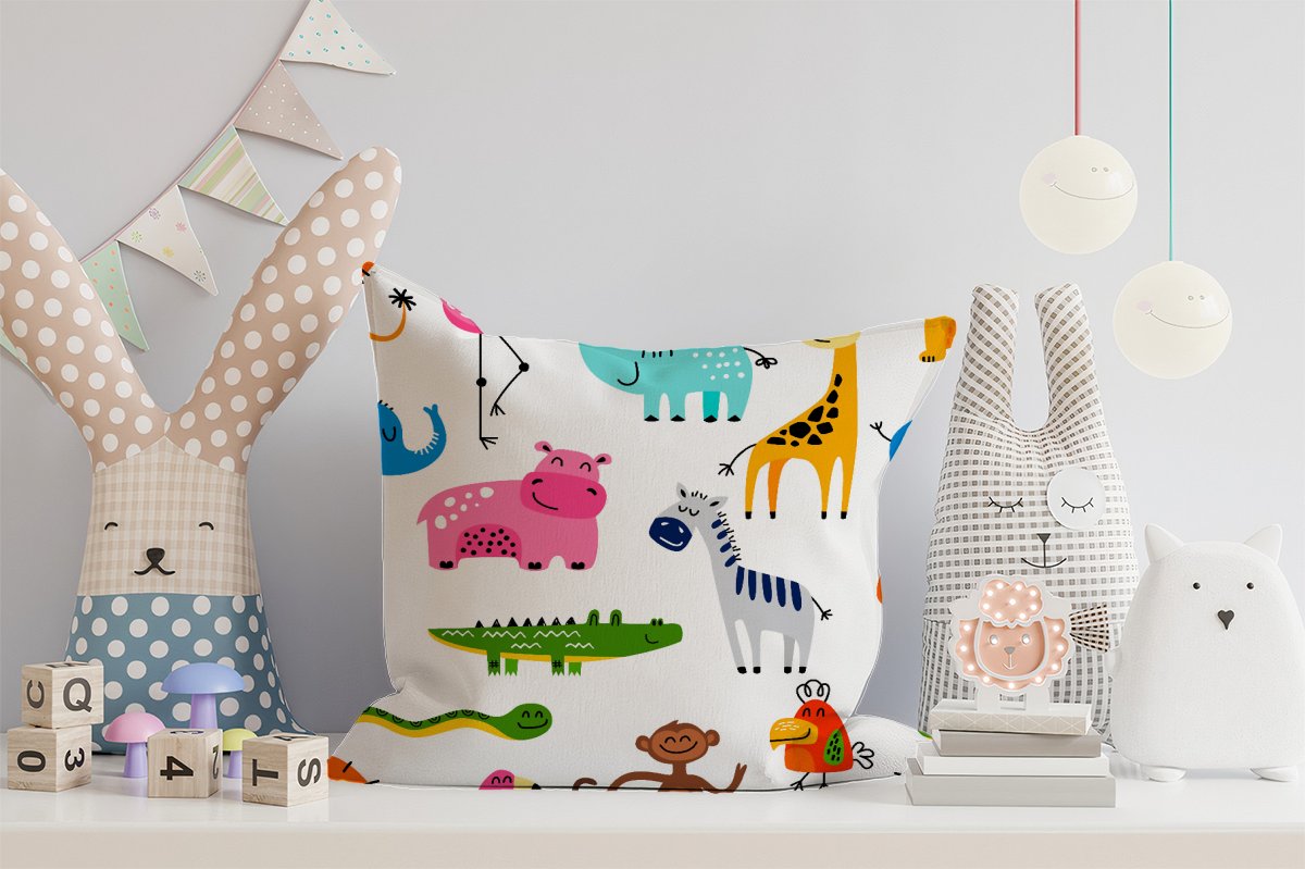 Hand Drawn Cartoon Animals Cushions