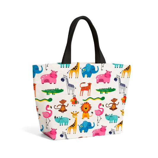 Hand Drawn Cartoon Animals Beach Shopper Tote Bag