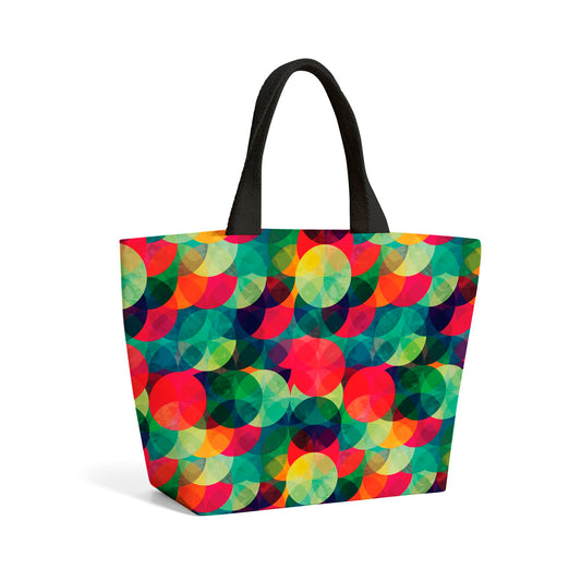 Colourful Grunge Circle Pattern Beach Shopper Tote Bag