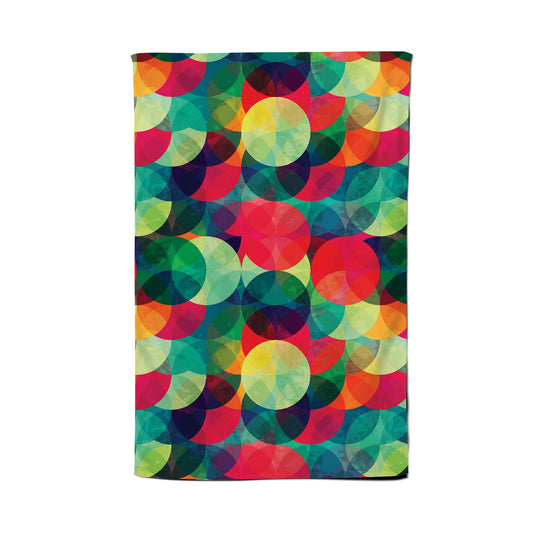 Colourful Grunge Circle Pattern Tea Towel