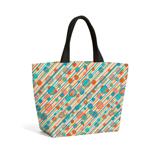 Retro Stripes And Circles Beach Shopper Tote Bag