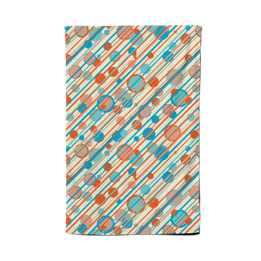 Retro Stripes And Circles Tea Towel